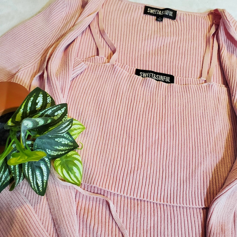 Sweet & Sinful ribbed knit 2 piece set cardigan